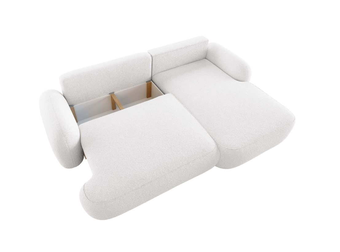 Canapé d'angle convertible MILLY 4 places avec coffre en tissu bouclette