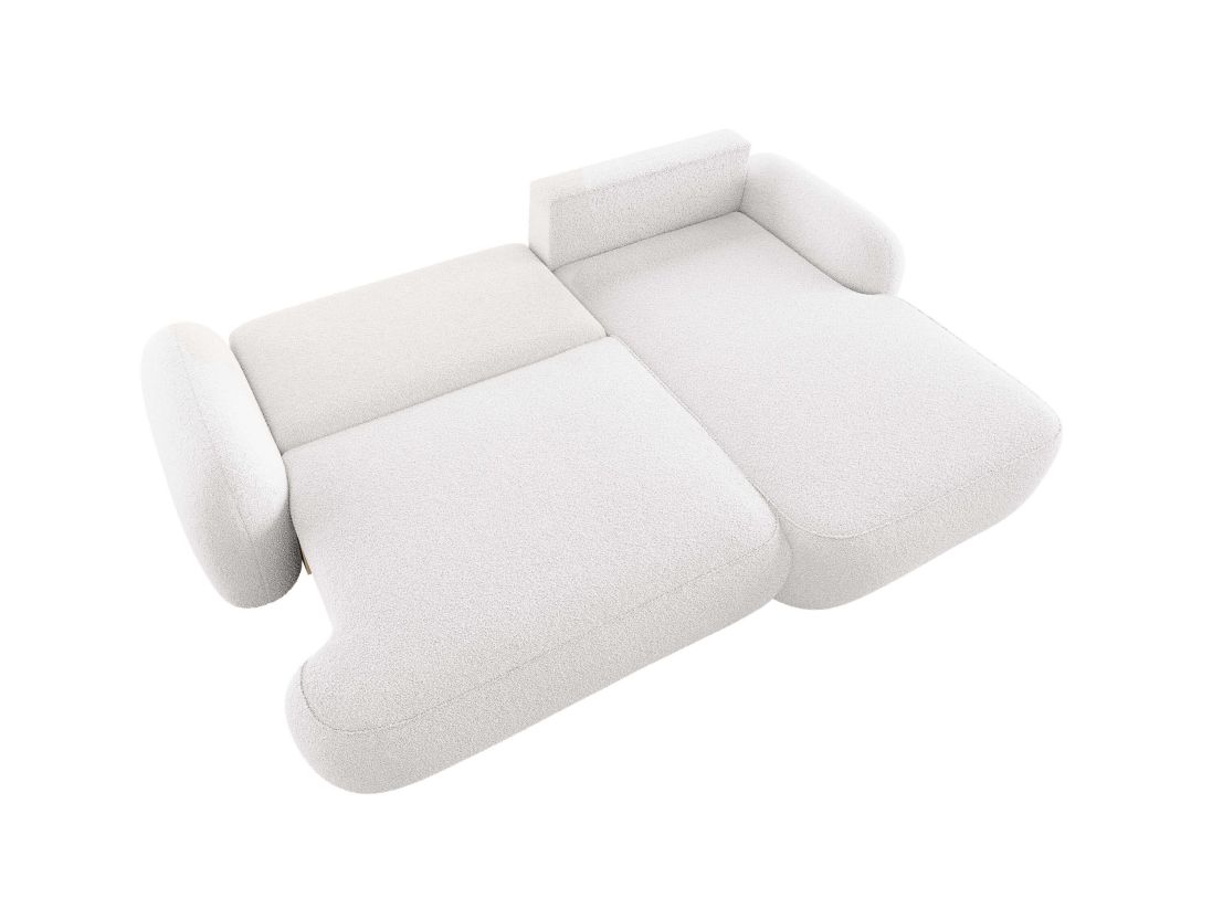 Canapé d'angle convertible MILLY 4 places avec coffre en tissu bouclette