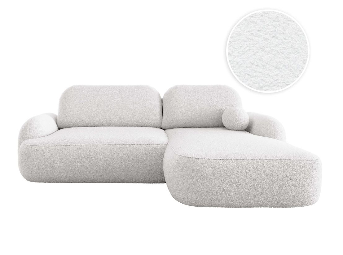 Canapé d'angle convertible MILLY 4 places avec coffre en tissu bouclette