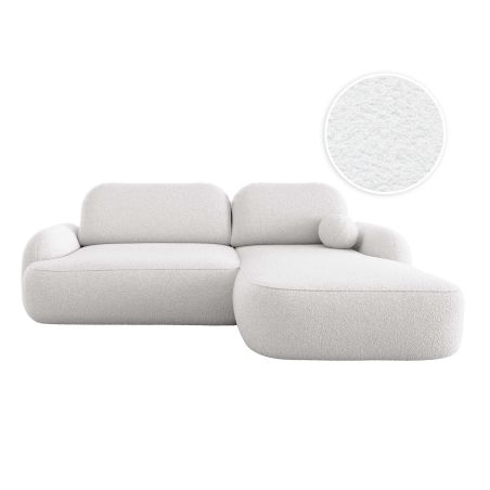 Canapé d'angle convertible MILLY 4 places avec coffre en tissu bouclette