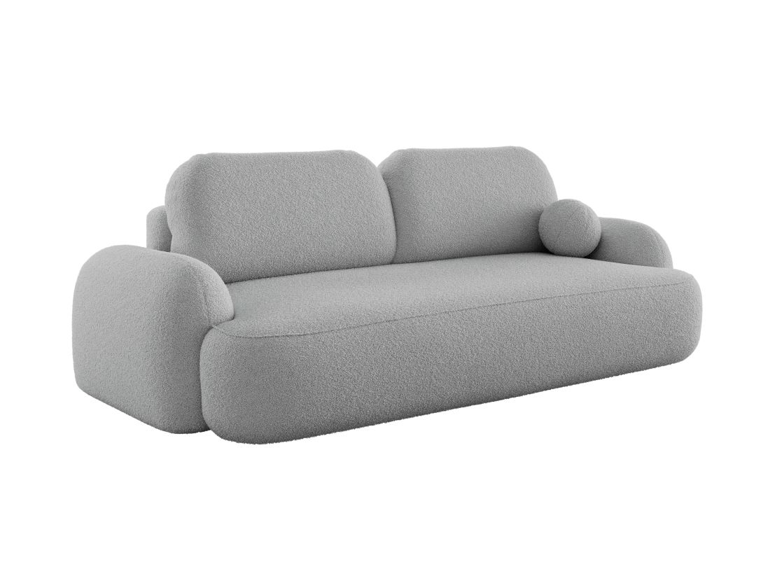 Canapé convertible MILLY 3 places avec coffre en tissu bouclette