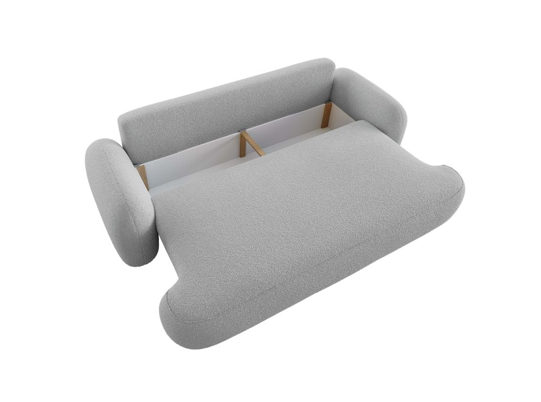 Canapé convertible MILLY 3 places avec coffre en tissu bouclette
