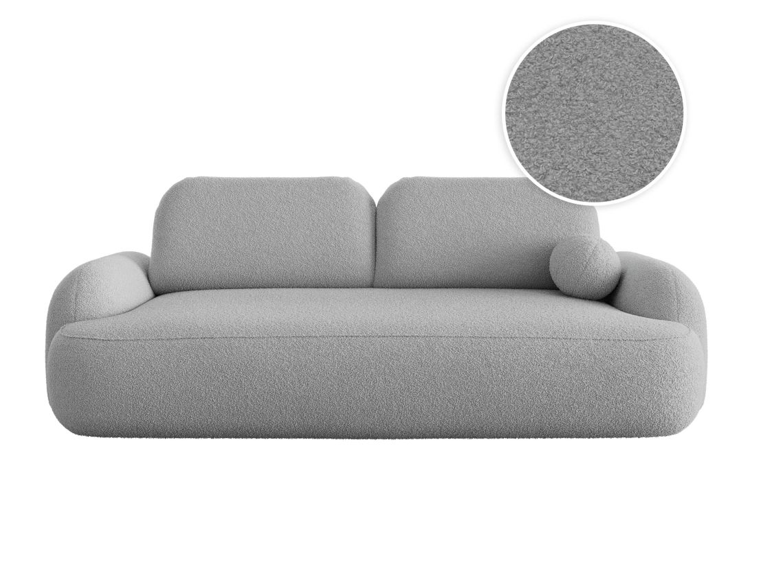 Canapé convertible MILLY 3 places avec coffre en tissu bouclette