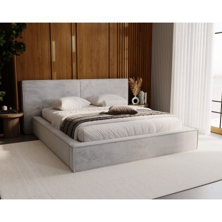 Lit coffre ZELIO en velours - Dimensions du couchage : 140 x 200 cm