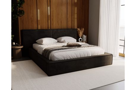 Lit coffre ZELIO en velours - Dimensions du couchage : 160 x 200 cm