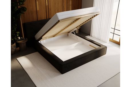 Lit coffre ZELIO en velours - Dimensions du couchage : 160 x 200 cm
