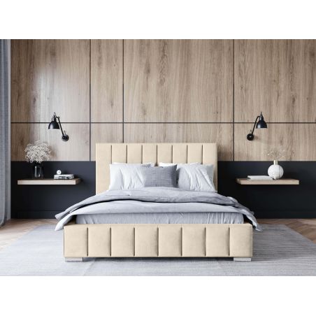 Lit coffre ELIA en velours - Dimensions du couchage : 140 x 200 cm