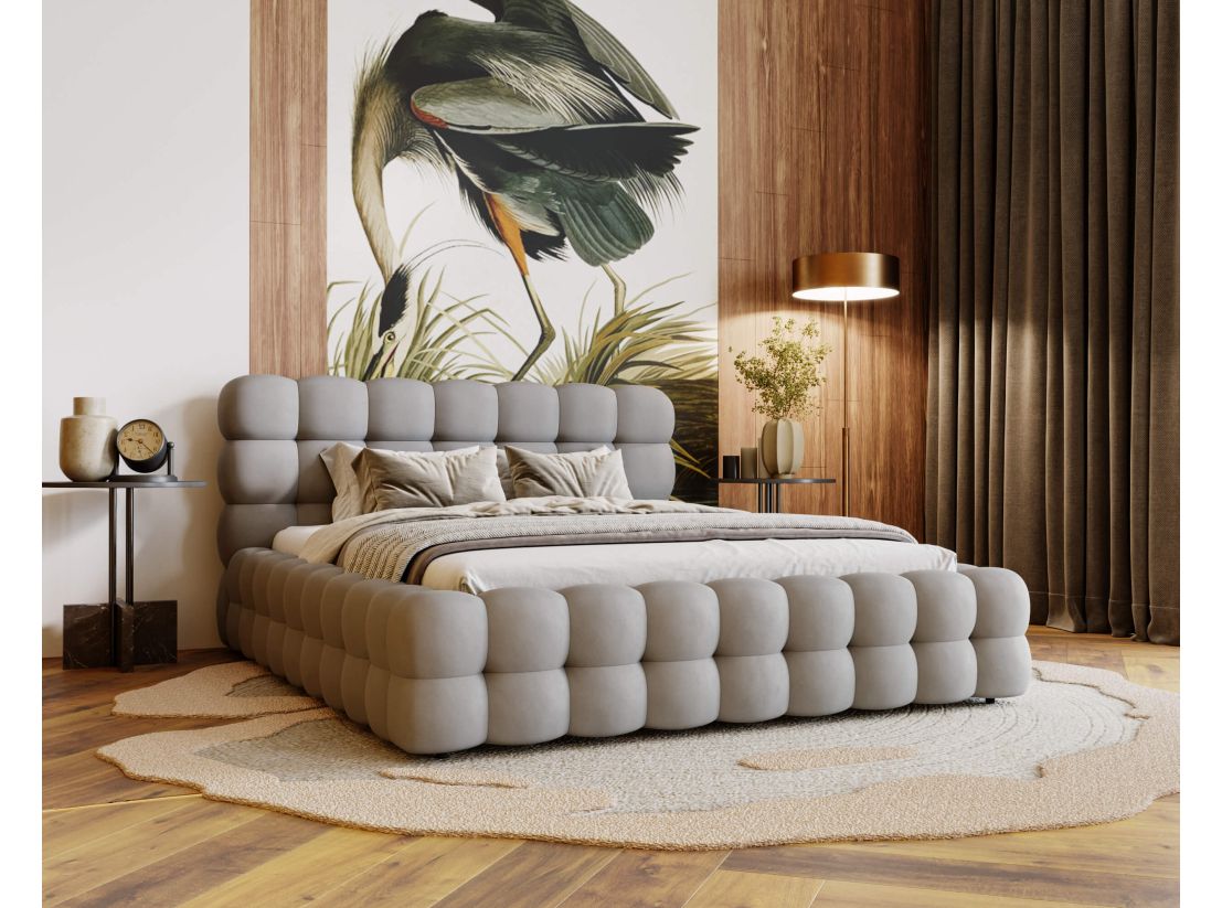 Lit coffre CARLY en velours - Dimensions du couchage : 160 x 200 cm