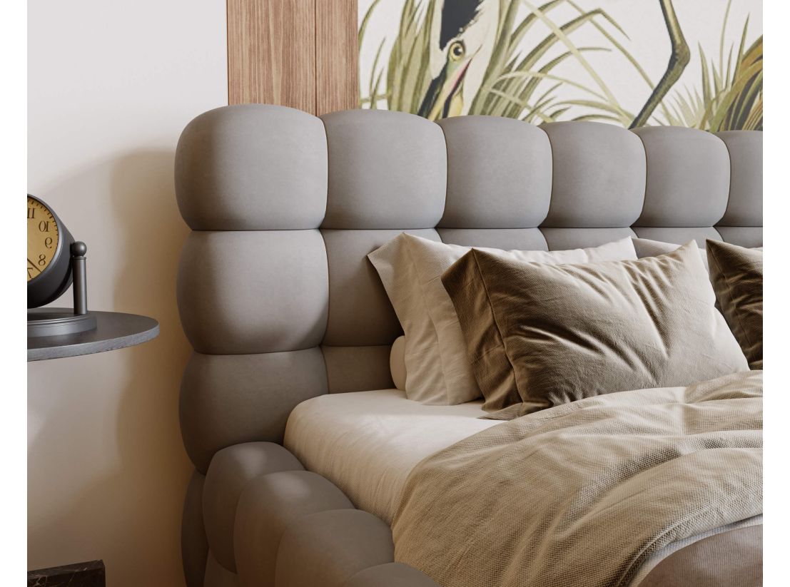 Lit coffre CARLY en velours - Dimensions du couchage : 160 x 200 cm