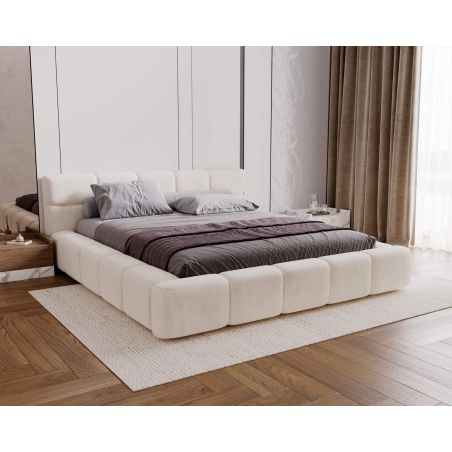 Lit coffre BELLO finition velours - Dimensions du couchage : 160 x 200 cm