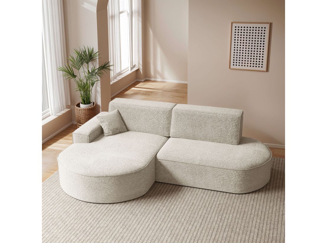 Canapé d'angle convertible MARLO 4 places en tissu chenille