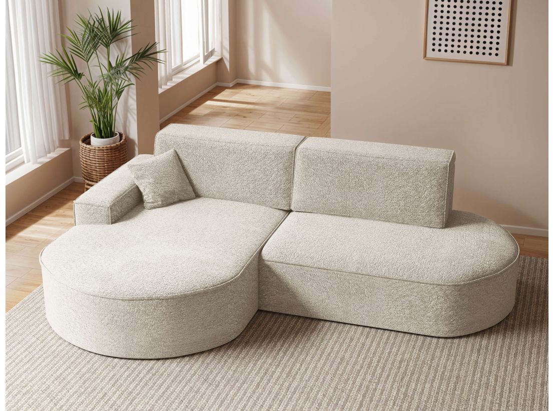 Canapé d'angle convertible MARLO 4 places en tissu chenille