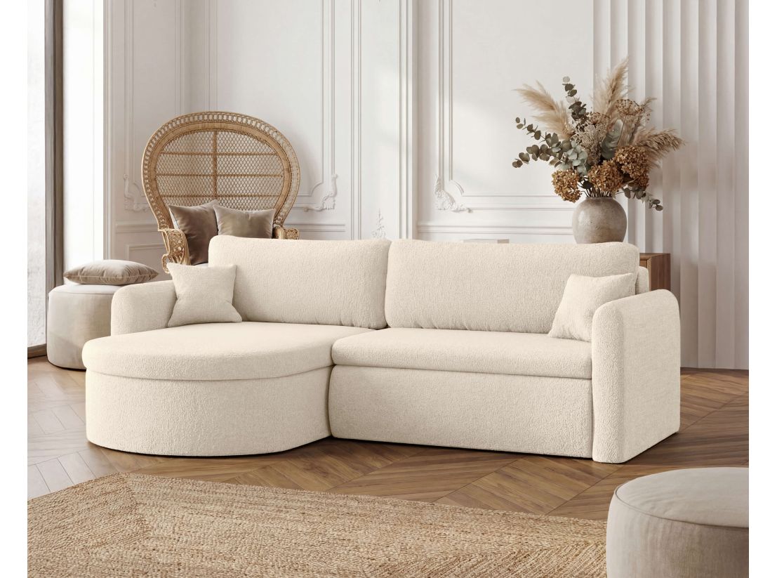 Canapé d'angle convertible et réversible VERA 4 places en tissu bouclette