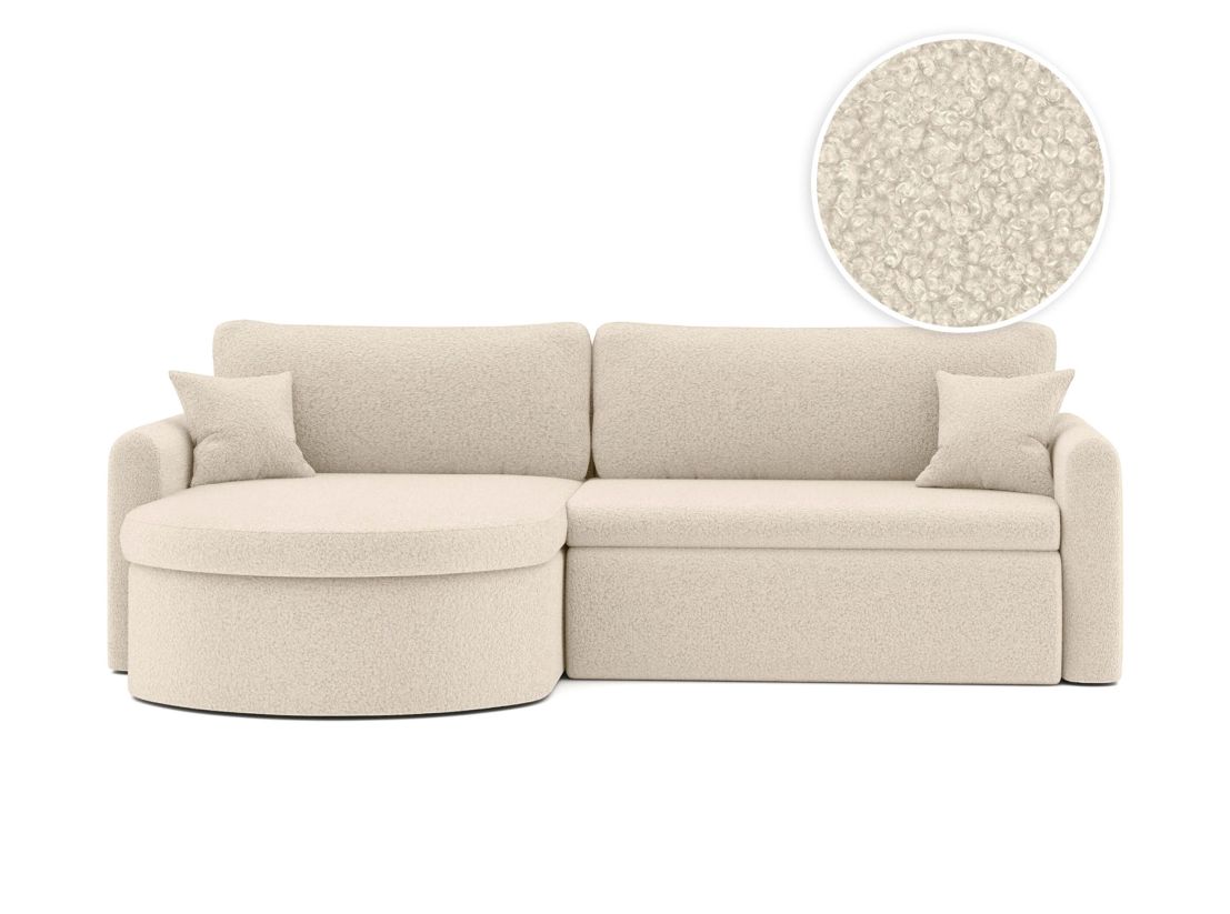 Canapé d'angle convertible et réversible VERA 4 places en tissu bouclette