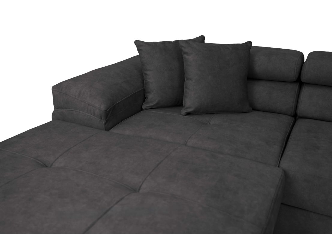 Canapé panoramique FLAVIO convertible 6 places avec 2 coffres en tissu