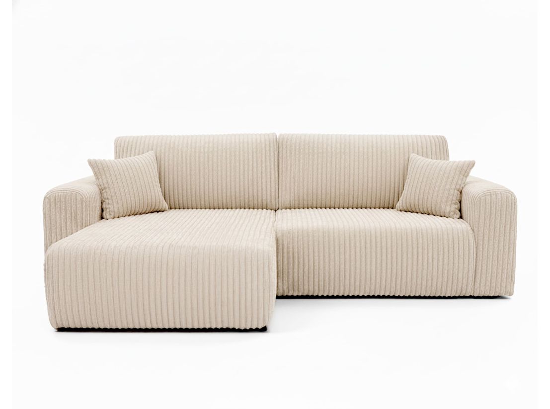 Canapé d'angle compact ALYA réversible et convertible 4 places en velours cotelé épais