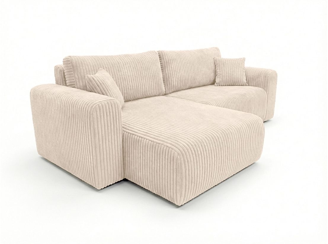 Canapé d'angle compact ALYA réversible et convertible 4 places en velours cotelé épais