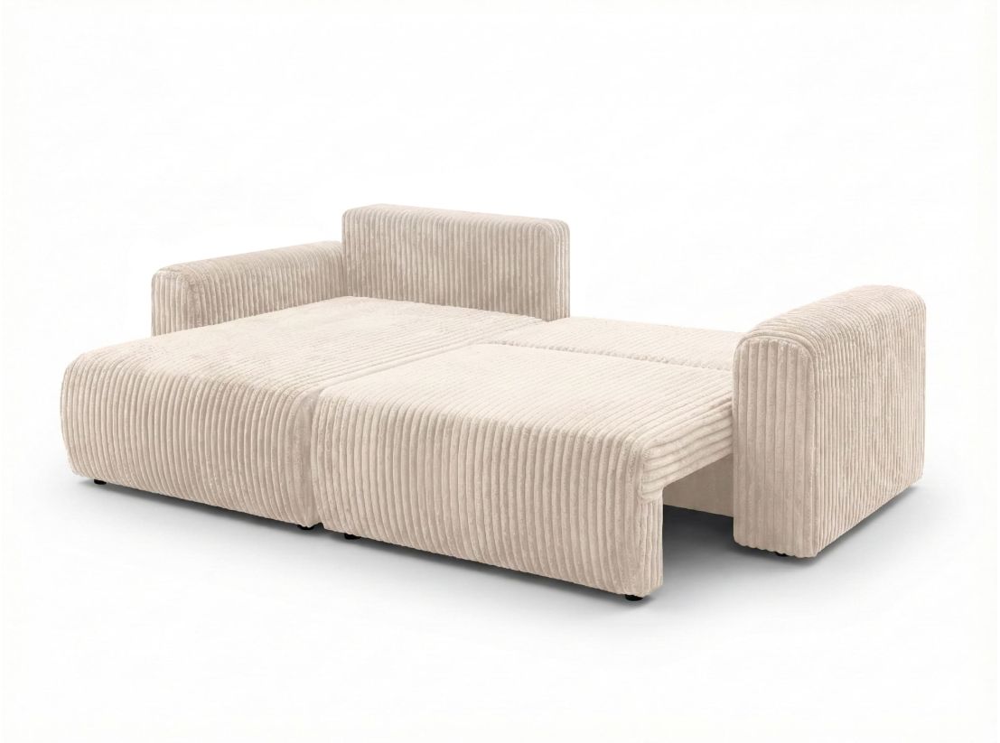 Canapé d'angle compact ALYA réversible et convertible 4 places en velours cotelé épais