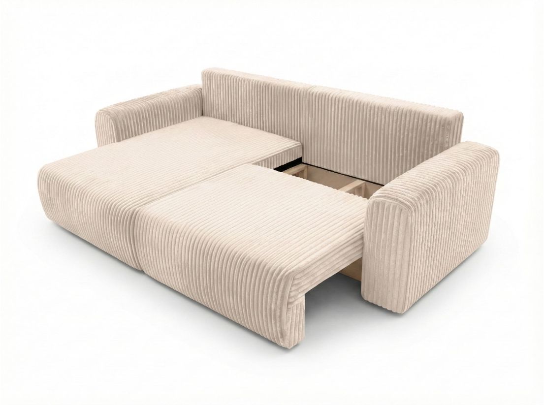 Canapé d'angle compact ALYA réversible et convertible 4 places en velours cotelé épais