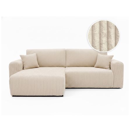 Canapé d'angle compact ALYA réversible et convertible 4 places en velours cotelé épais