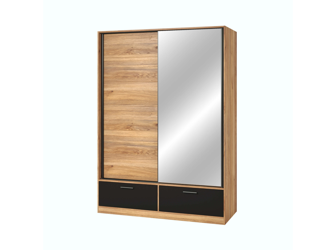Armoire 2 portes et 2 tiroirs ORION avec miroir 150cm