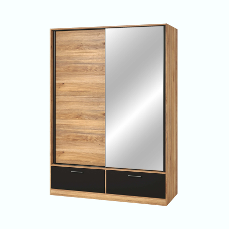 Armoire 2 portes et 2 tiroirs ORION avec miroir 150cm
