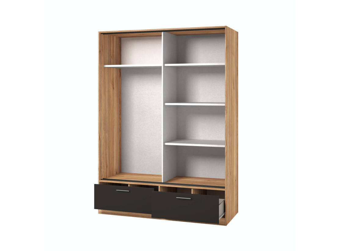 Armoire 2 portes et 2 tiroirs ORION avec miroir 150cm