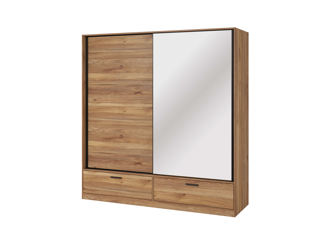 Armoire 2 portes et 2 tiroirs ORION avec miroir 180cm