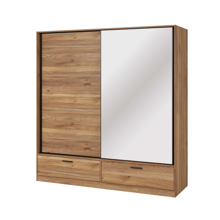 Armoire 2 portes et 2 tiroirs ORION avec miroir 180cm