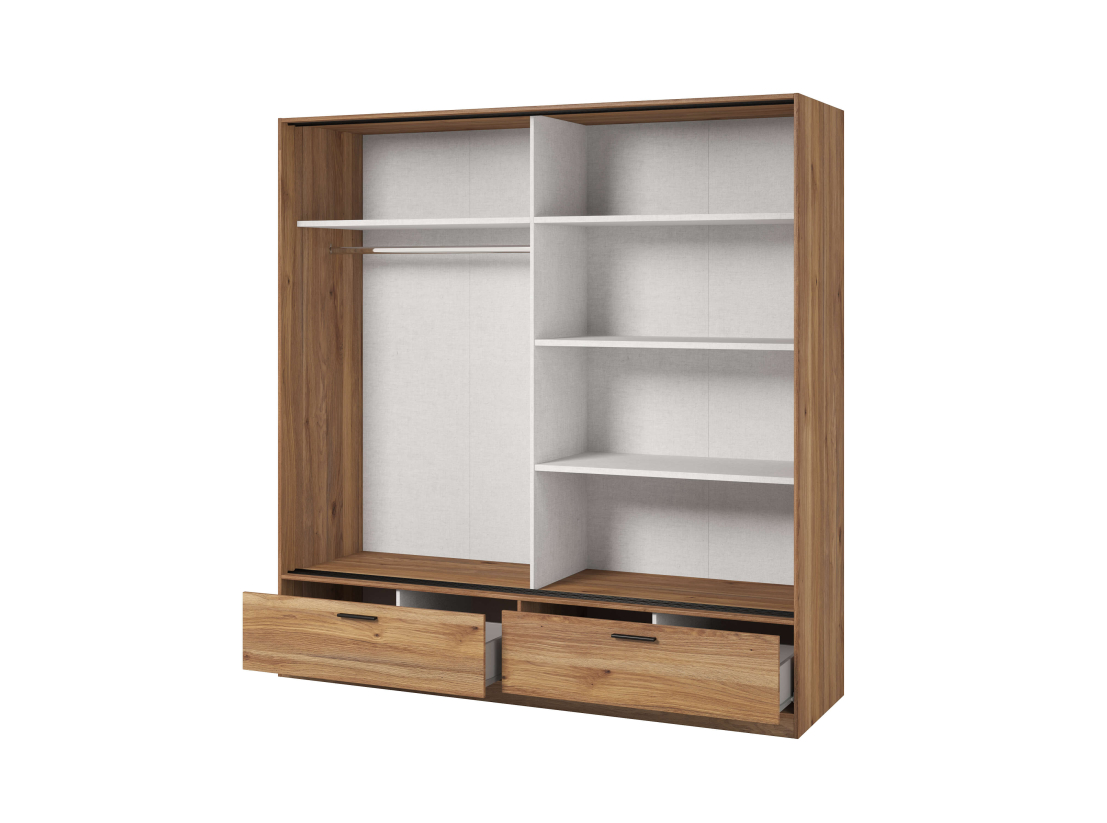 Armoire 2 portes et 2 tiroirs ORION avec miroir 180cm
