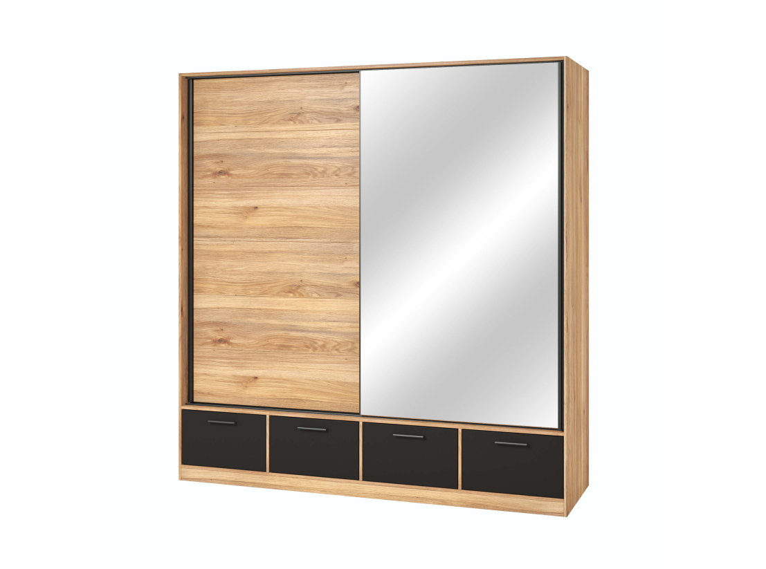 Armoire 2 portes et 4 tiroirs ORION avec miroir
