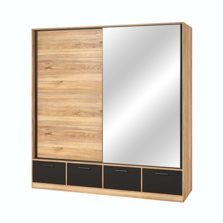 Armoire 2 portes et 4 tiroirs ORION avec miroir