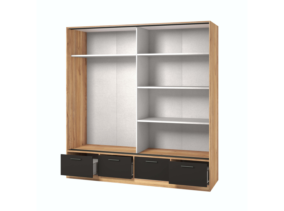 Armoire 2 portes et 4 tiroirs ORION avec miroir