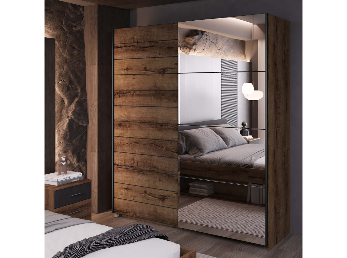 Armoire 2 portes ORION avec miroir 180 cm