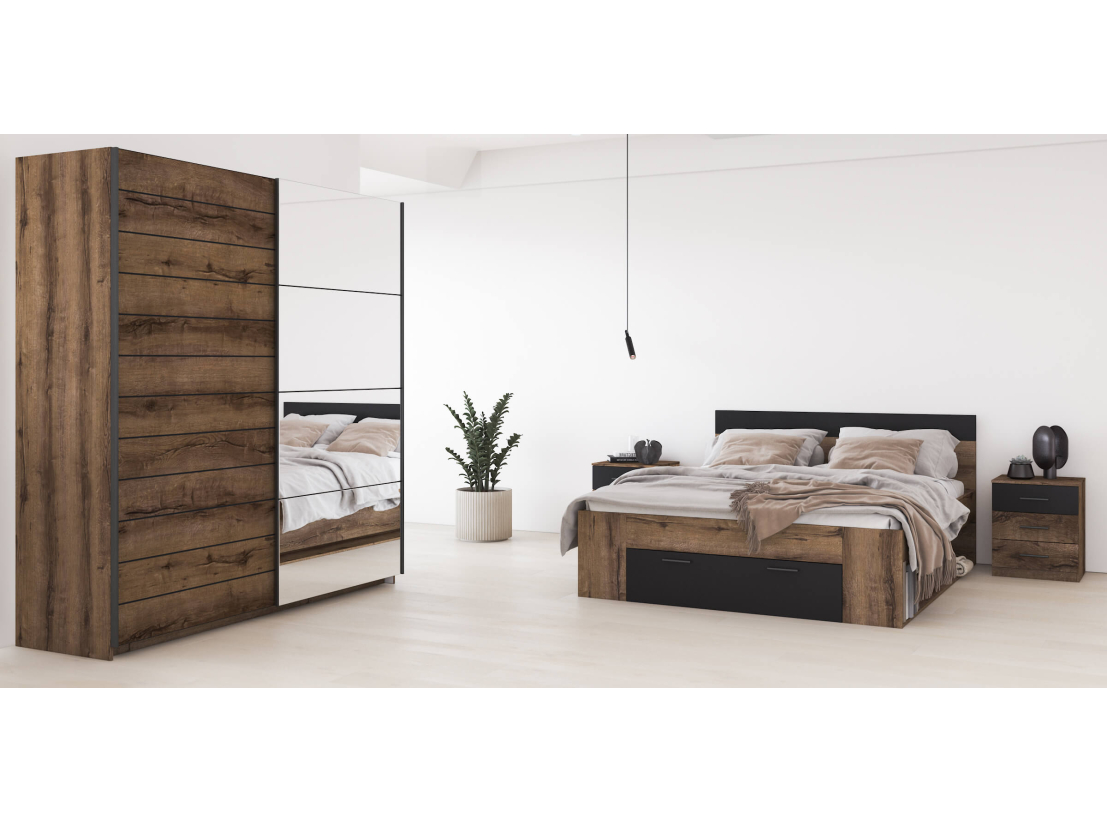 Cadre de lit avec tiroir ORION - Dimensions du couchage : 160 x 200 cm