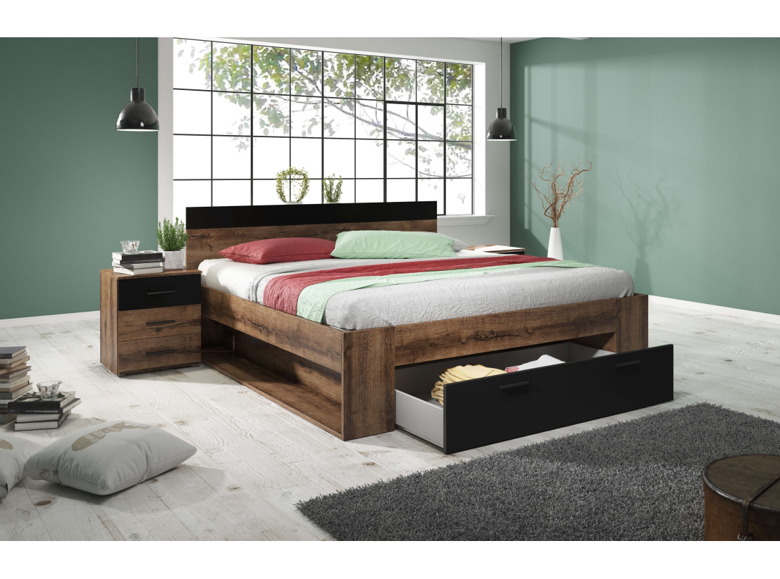 Cadre de lit avec tiroir ORION - Dimensions du couchage : 160 x 200 cm