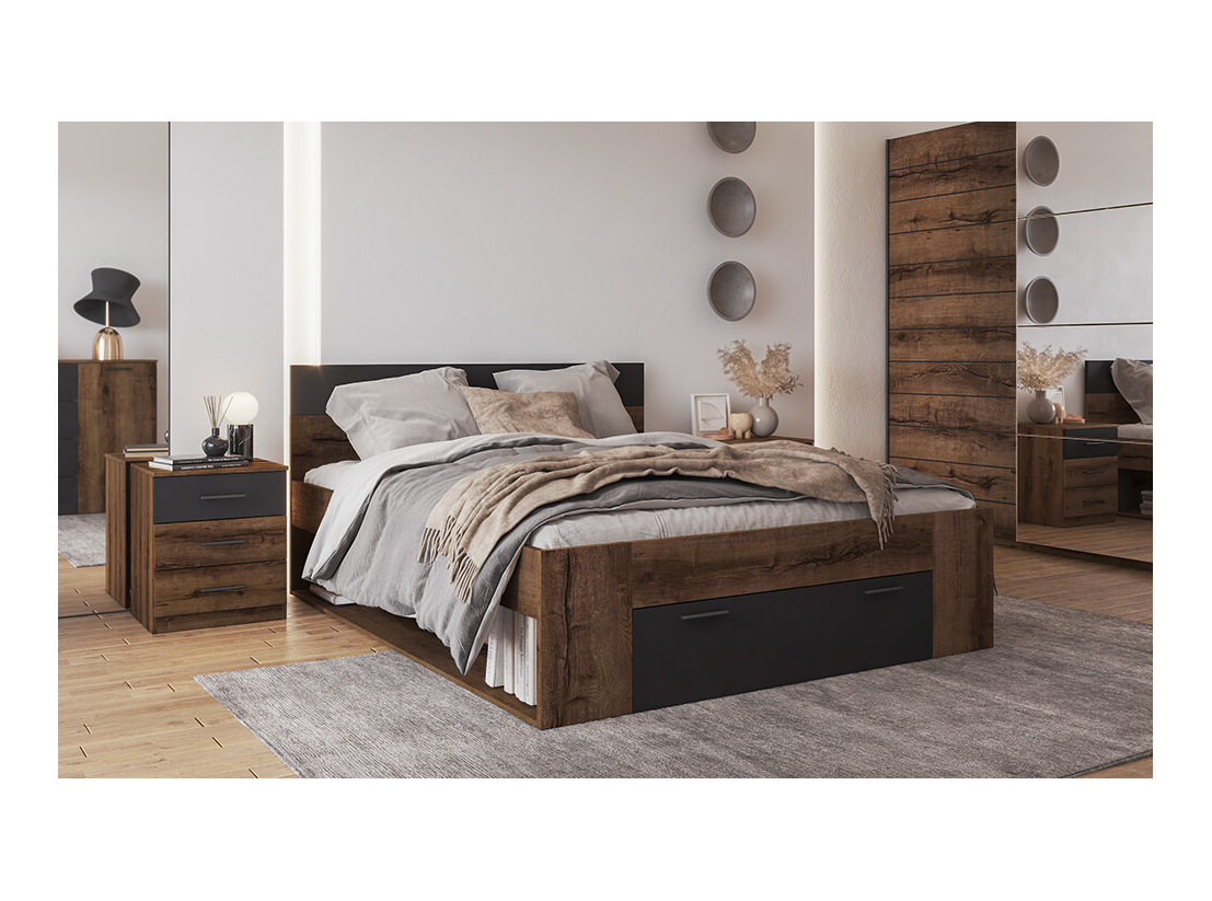 Cadre de lit avec tiroir ORION - Dimensions du couchage : 160 x 200 cm