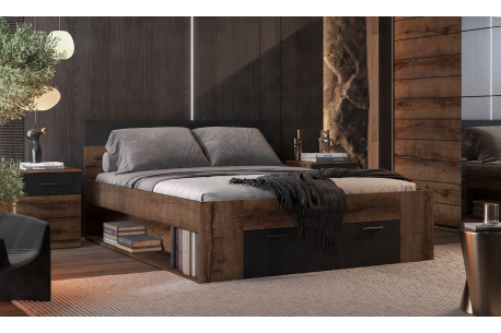 Cadre de lit avec tiroir ORION - Dimensions du couchage : 160 x 200 cm
