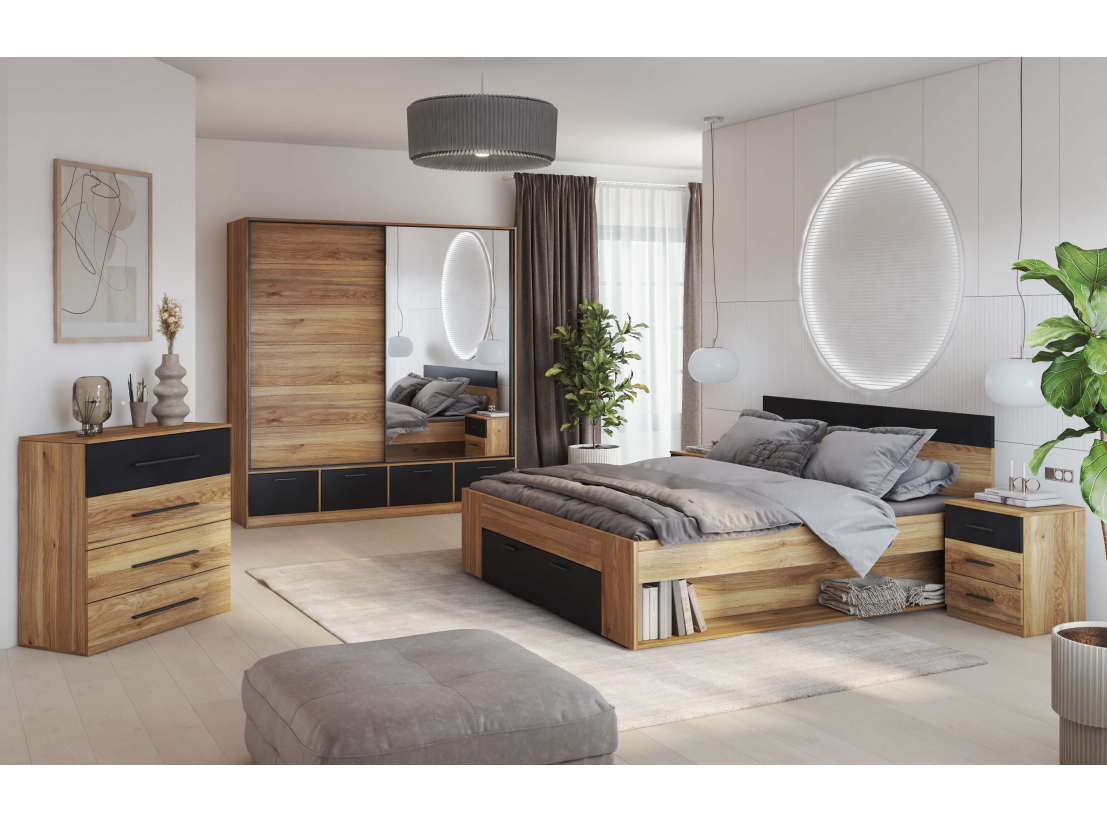 Cadre de lit avec tiroir ORION - Dimensions du couchage : 180 x 200 cm