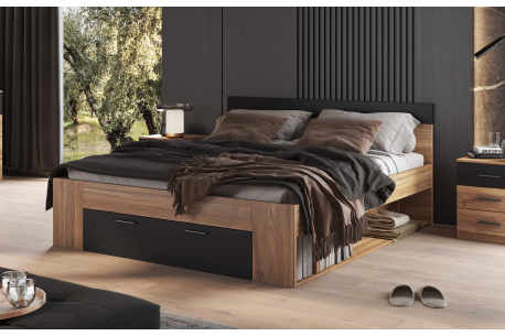Cadre de lit avec tiroir ORION - Dimensions du couchage : 180 x 200 cm