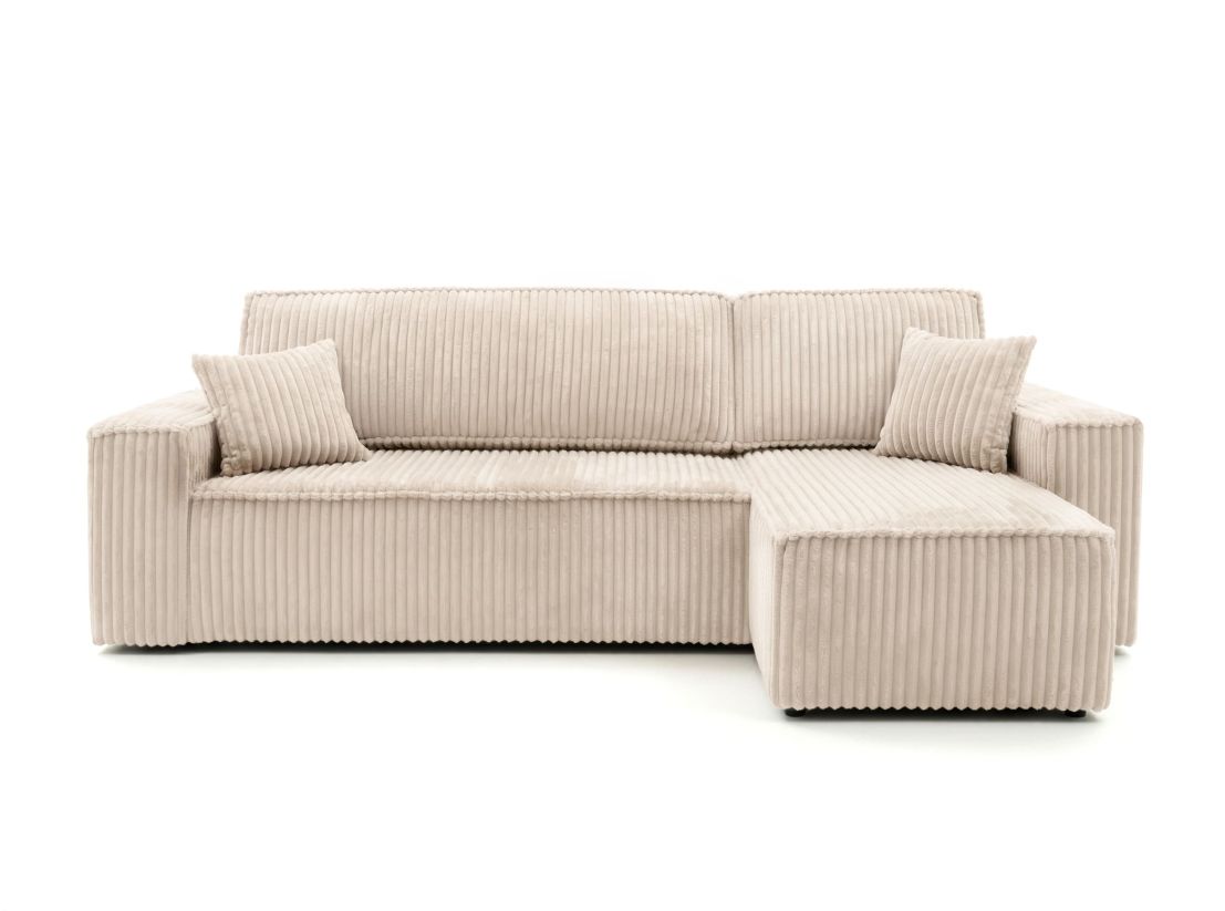 Canapé d'angle convertible 4 places FARAH réversible en velours cotelé épais