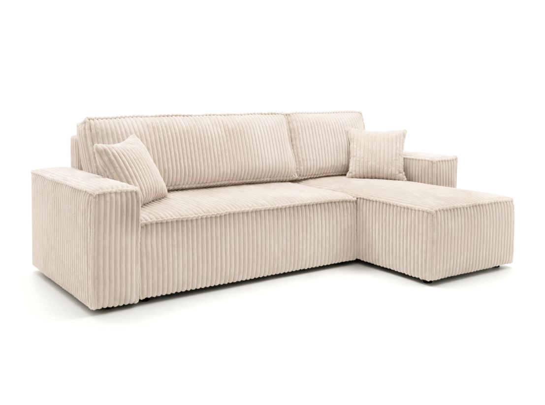 Canapé d'angle convertible 4 places FARAH réversible en velours cotelé épais