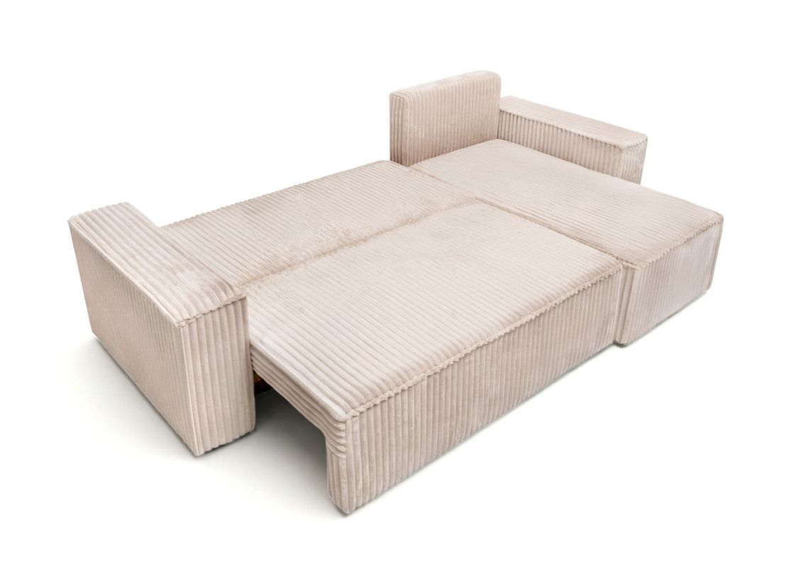 Canapé d'angle convertible 4 places FARAH réversible en velours cotelé épais