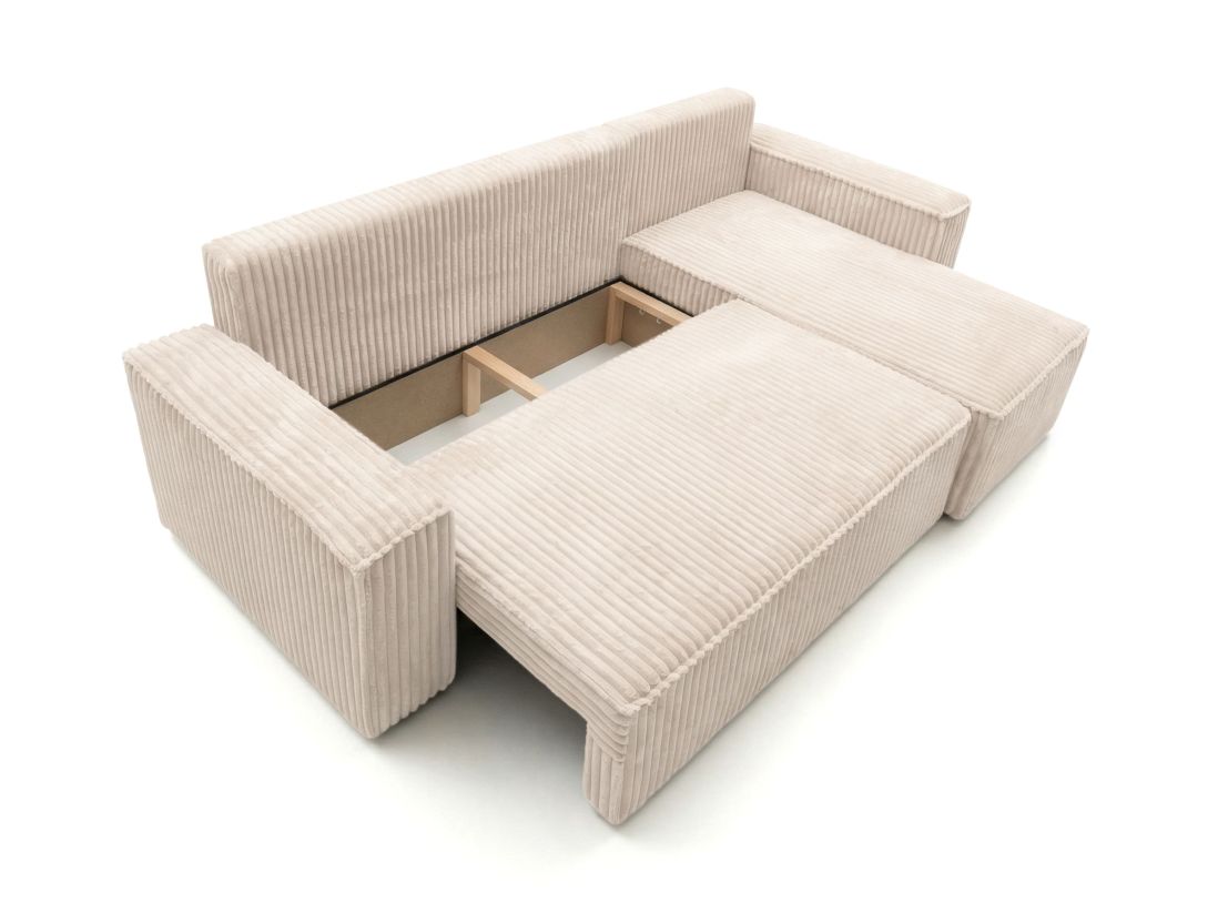 Canapé d'angle convertible 4 places FARAH réversible en velours cotelé épais