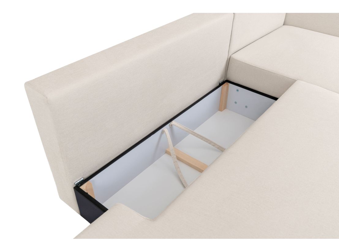 Canapé d'angle convertible FABIO 5 places en tissu texturé