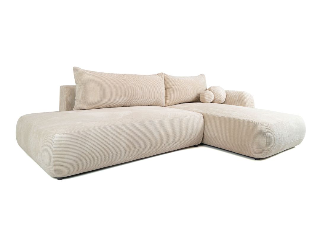 Canapé d'angle convertible FABIO 5 places en velours côtelé