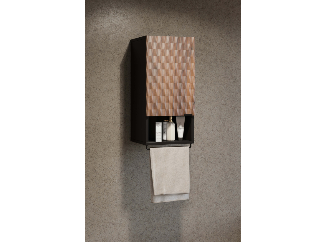 Colonne murale NUAGE – Panneaux mélaminés 18 mm – Niche ouverte et porte
