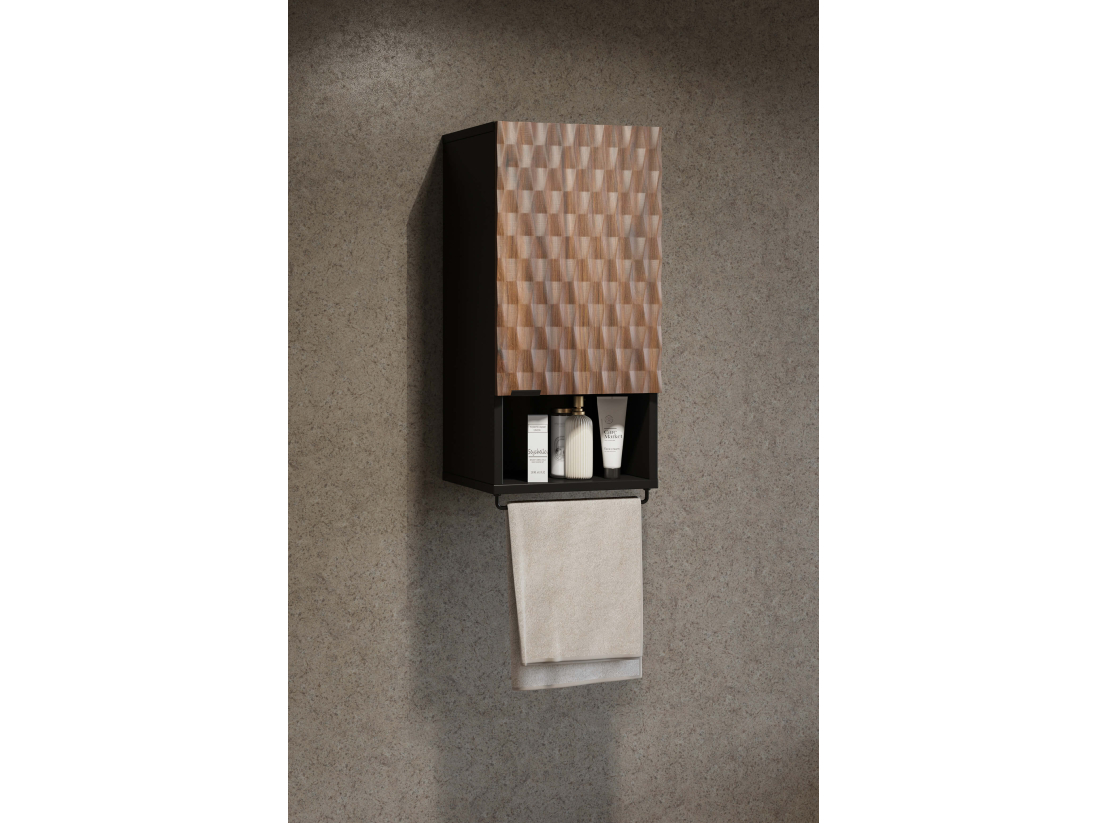 Colonne murale NUAGE – Panneaux mélaminés 18 mm – Niche ouverte et porte