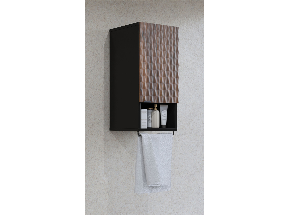 Colonne murale NUAGE – Panneaux mélaminés 18 mm – Niche ouverte et porte