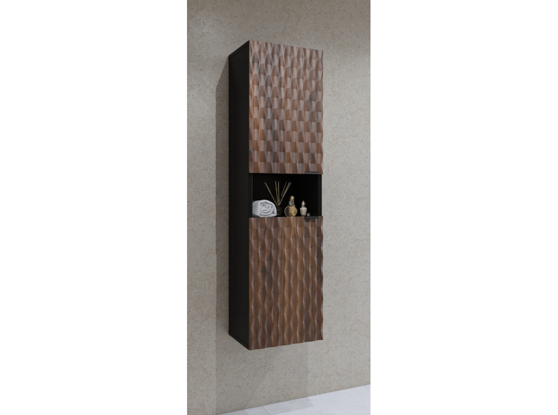 Colonne murale NUAGE – Panneaux mélaminés – Niche ouverte et double porte